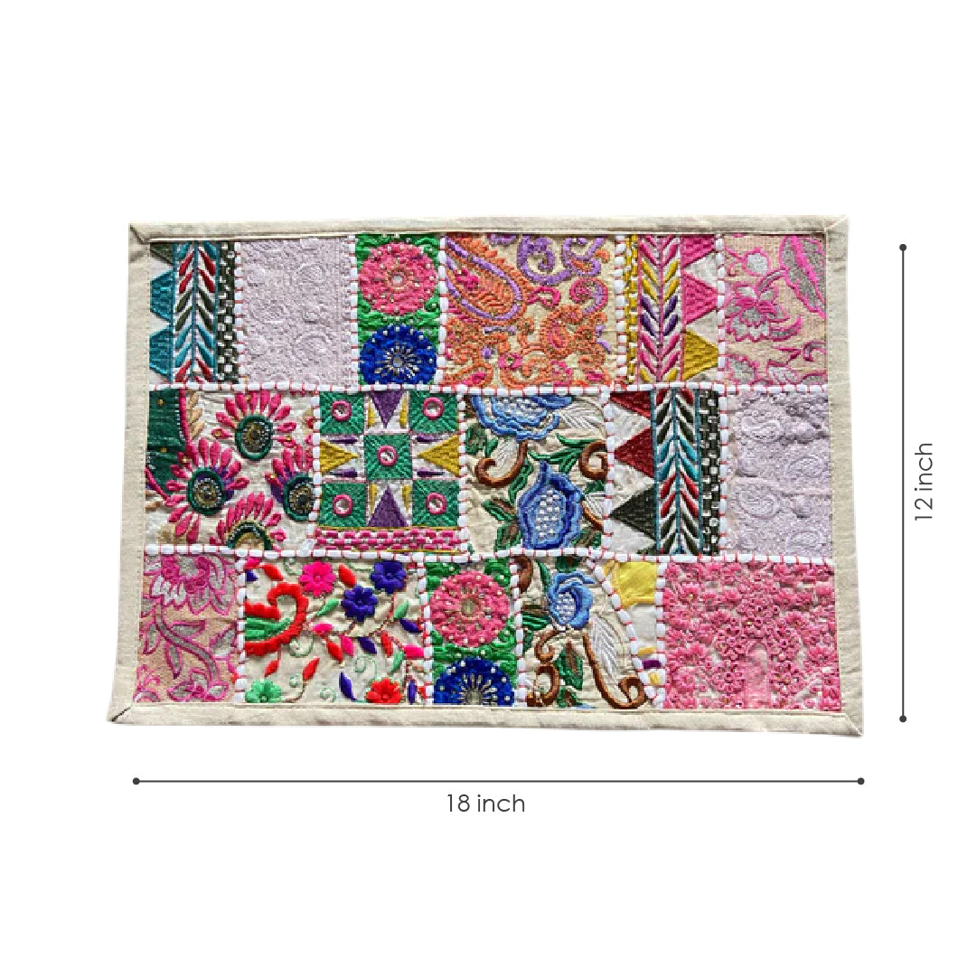 White Patchwork Table Mats (Set of 2)