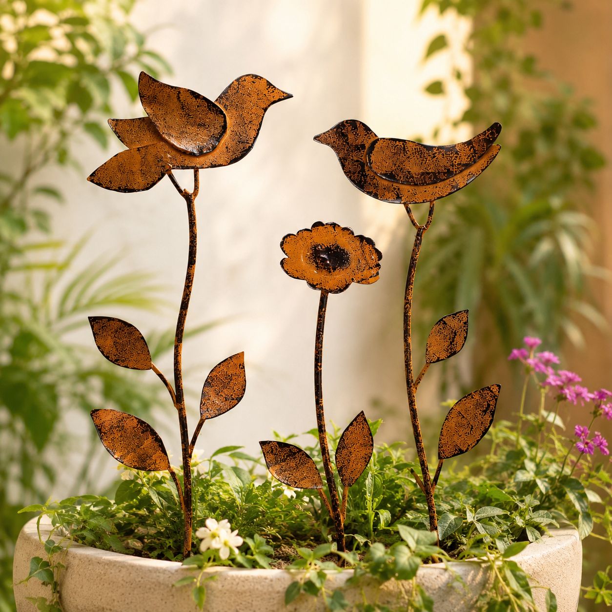 Birdie Bloom Garden Stake (Set Of 3)