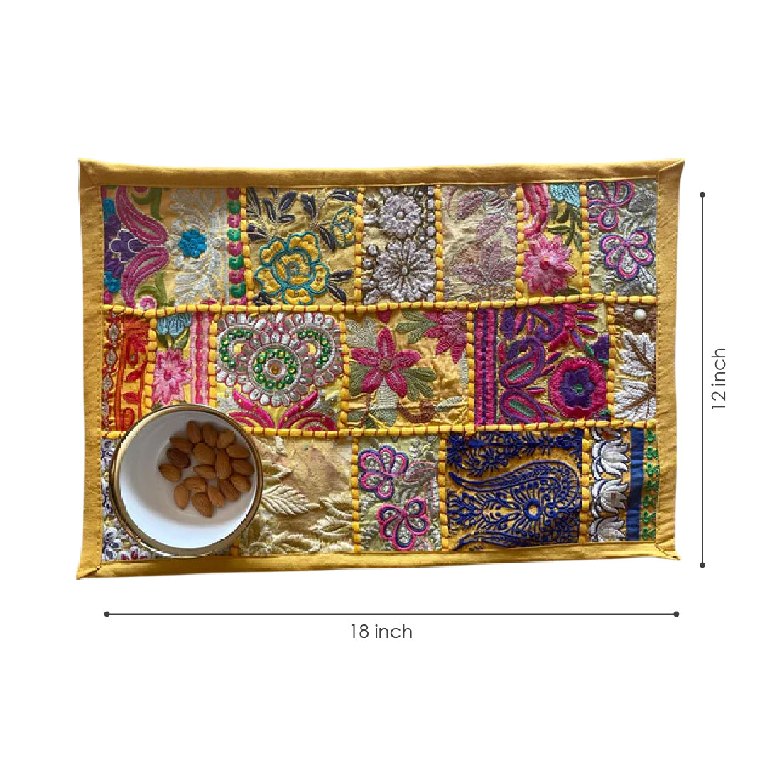 Yellow Patchwork Table Mats (Set of 2)