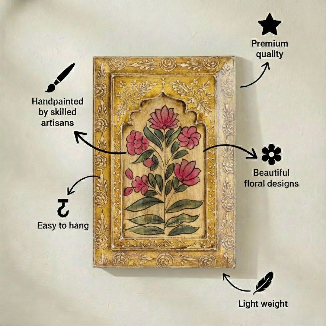 Yellow Handpainted Wooden Wall Frame (12x8 inch)