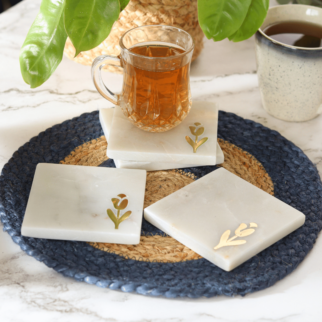 Atrangi Tulip Marble Coaster (Set Of 2)