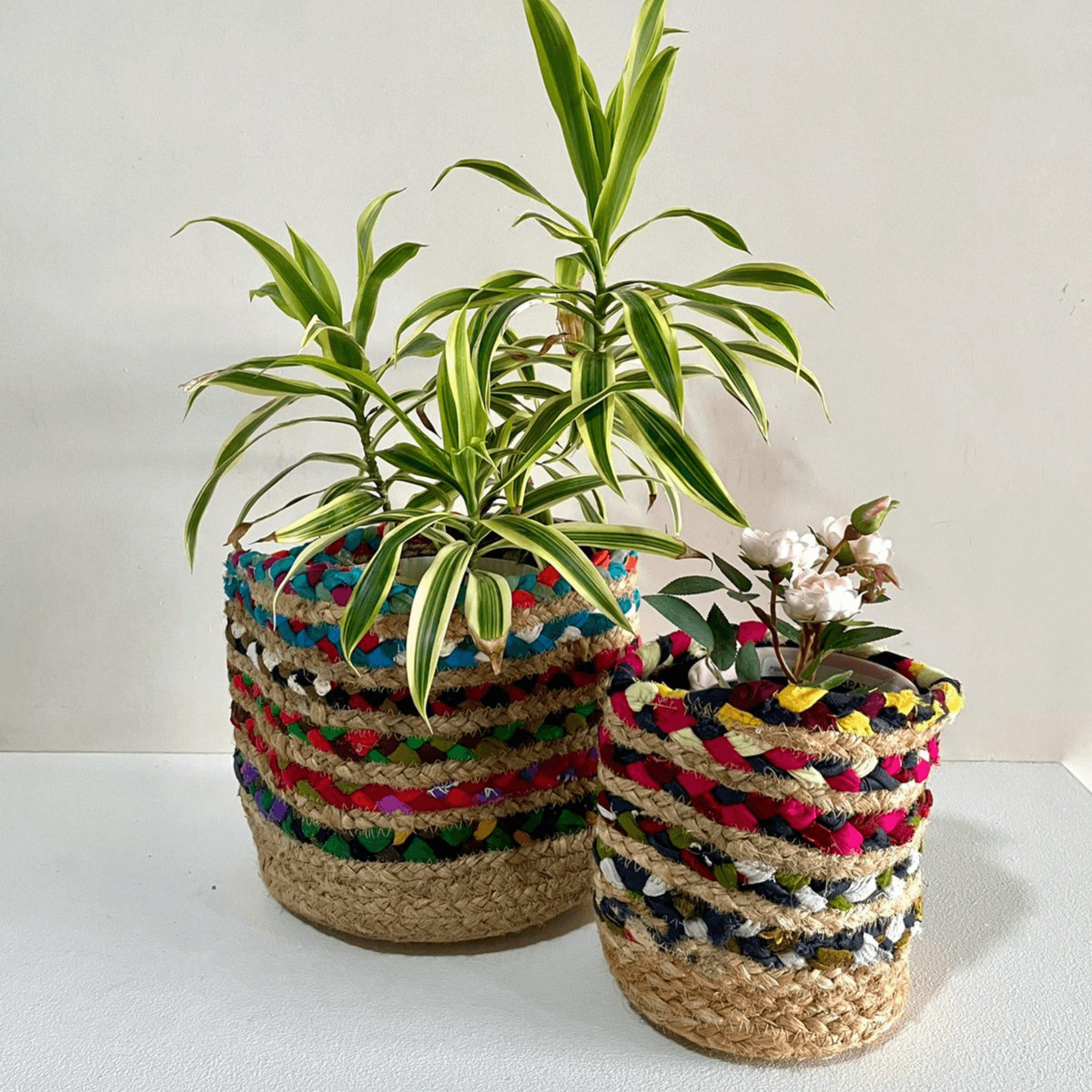 Multicolour Jute Planter (Set of 2)