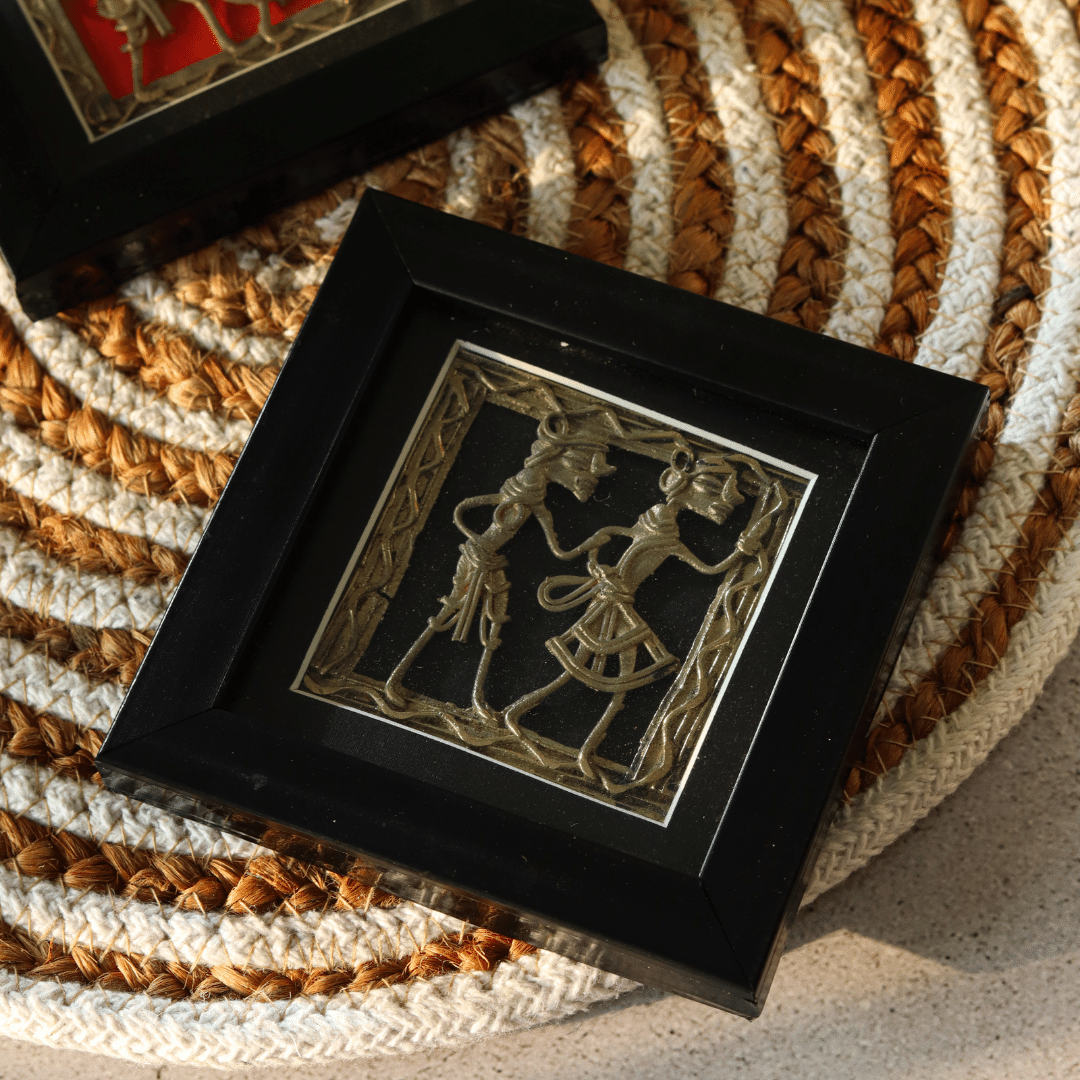 Atrangi Black Dhokra Coasters (Set Of 2)