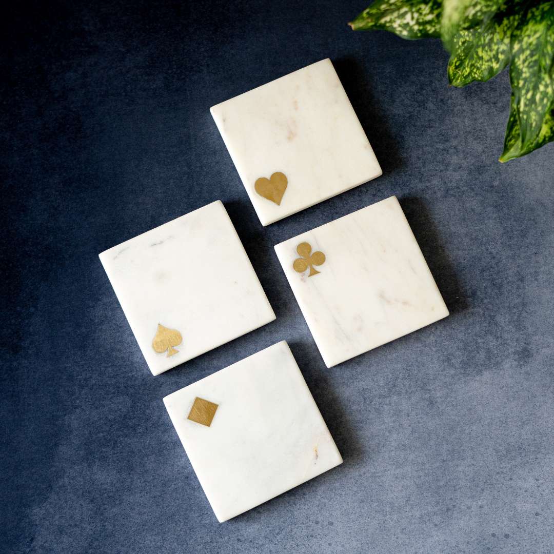 Atrangi Studio Taash Party Marble Coaster (Set Of 4)