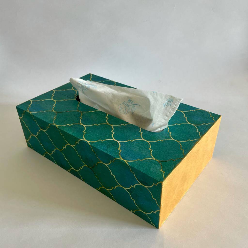 Decoupage Green Tissue Box