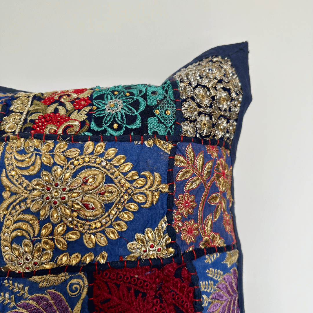 Blue Patchwork Cushion Cover (Set of 2)
