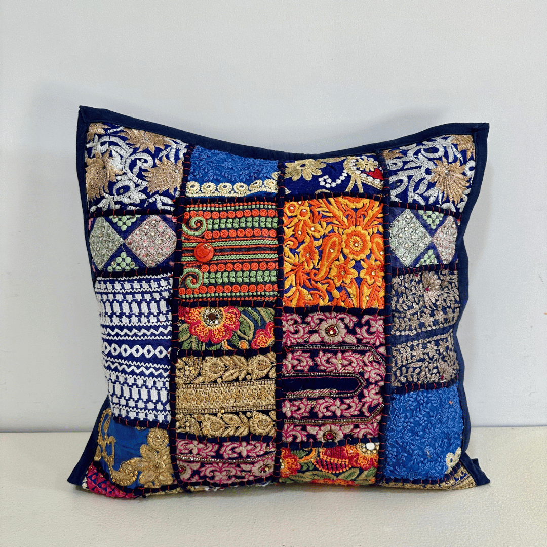 Blue Patchwork Cushion Cover (Set of 2)