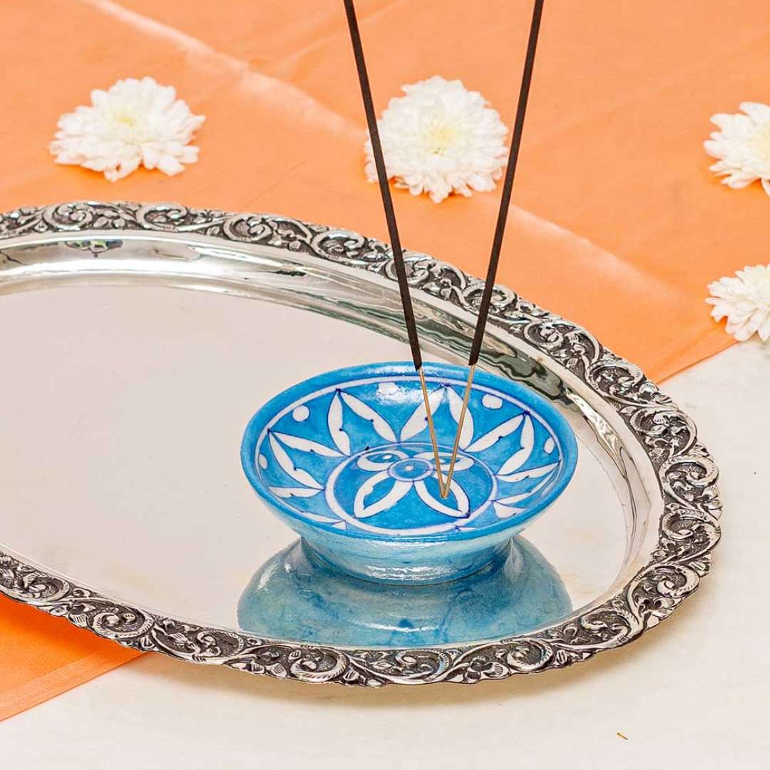 Blue Pottery Agarbatti Stand - Blue