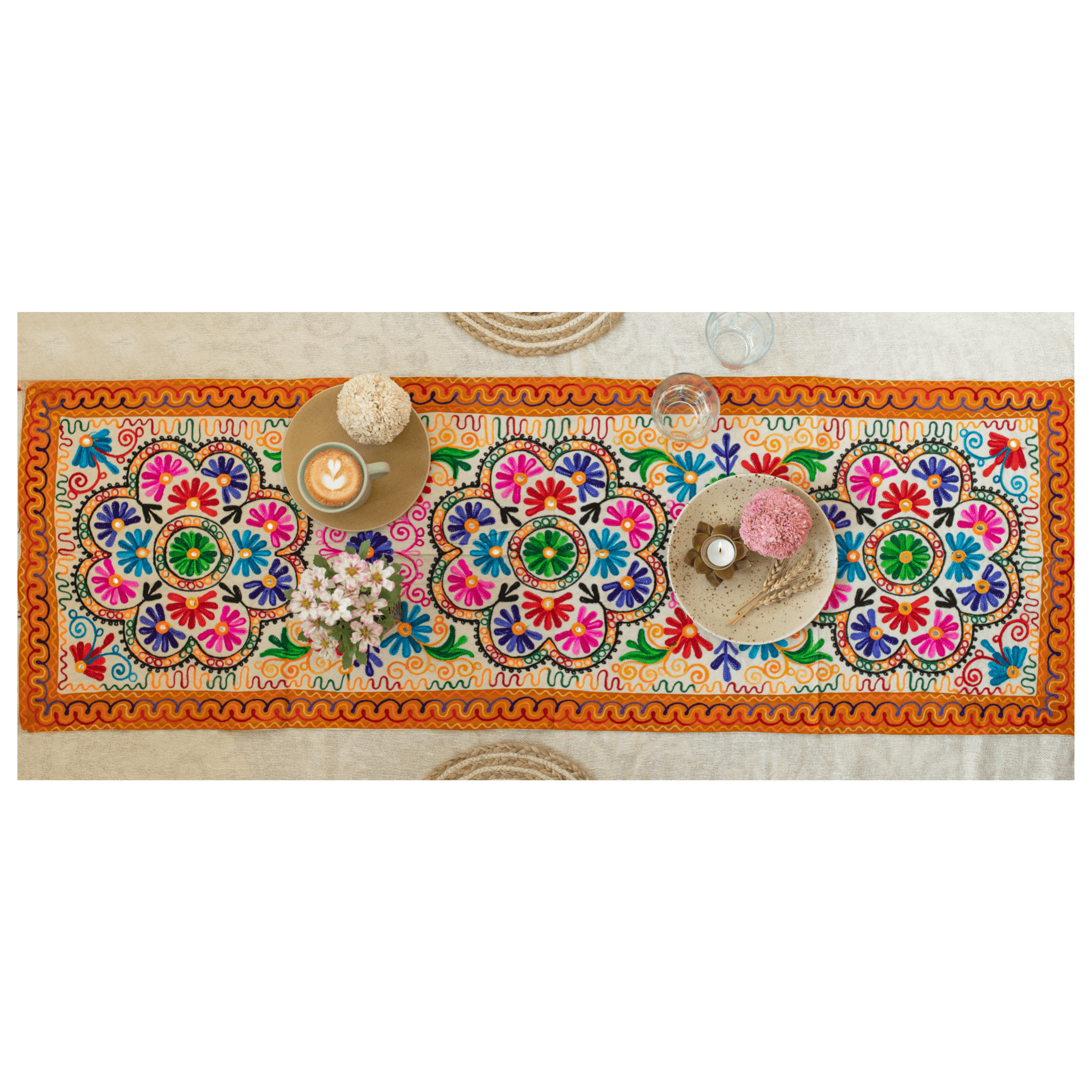Atrangi Studio Flower Ari Embroidery Table Runner Online