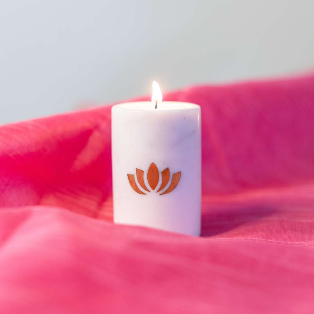 Atrangi Studio Lotus Marble Candle Holder