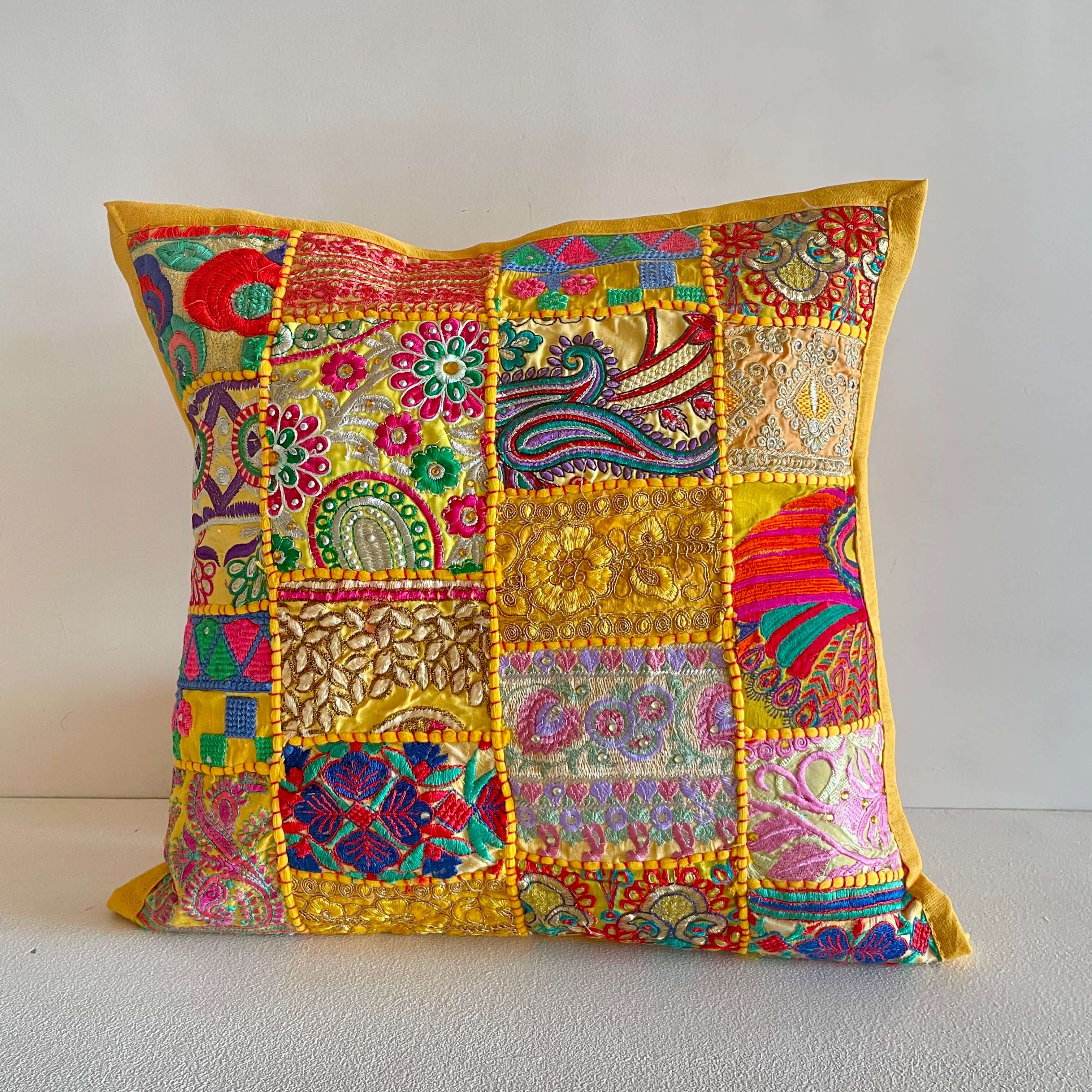 Yellow Patchwork Cushion Cover (Set of 2)