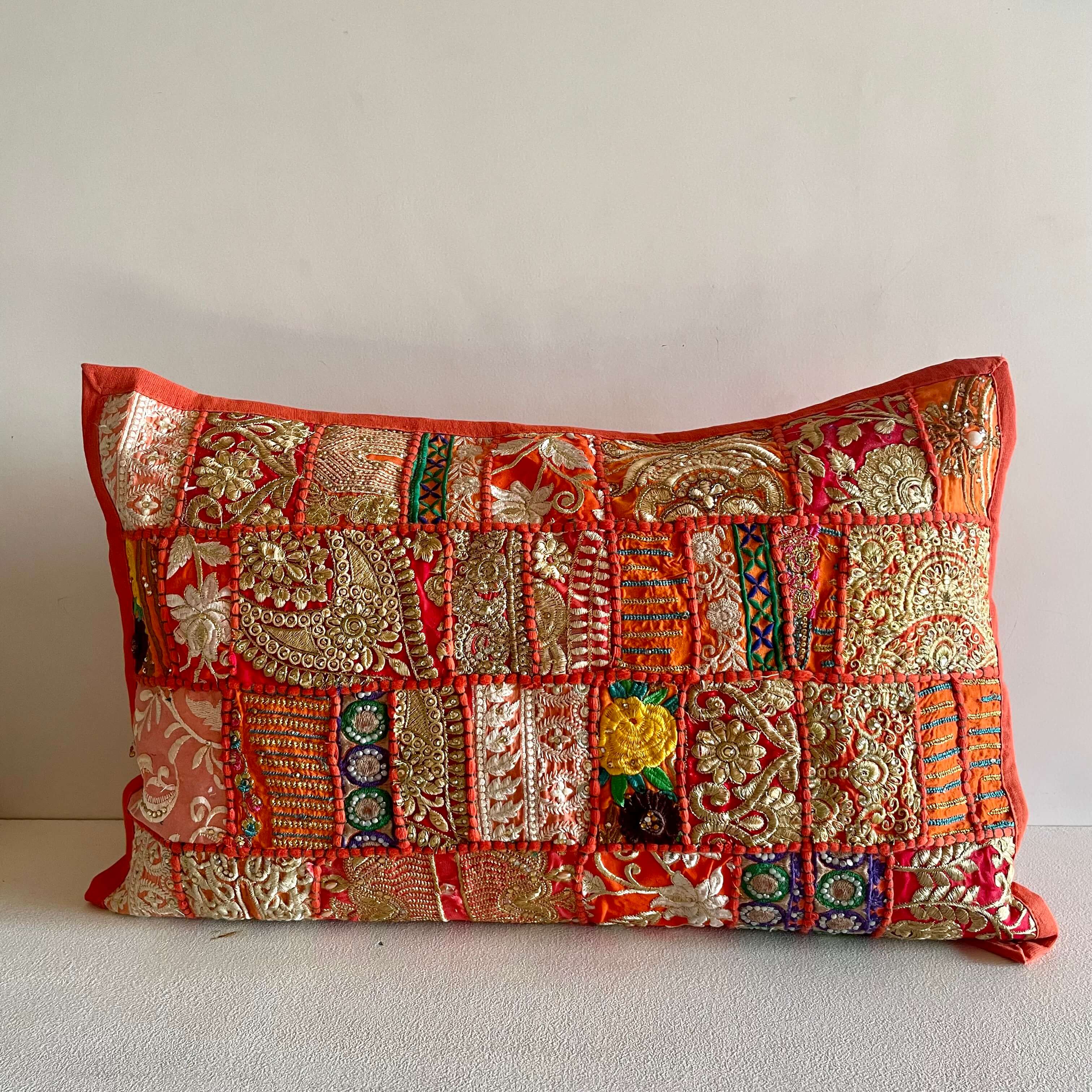 Orange Patchwork Pillow Cover (Set of 2)