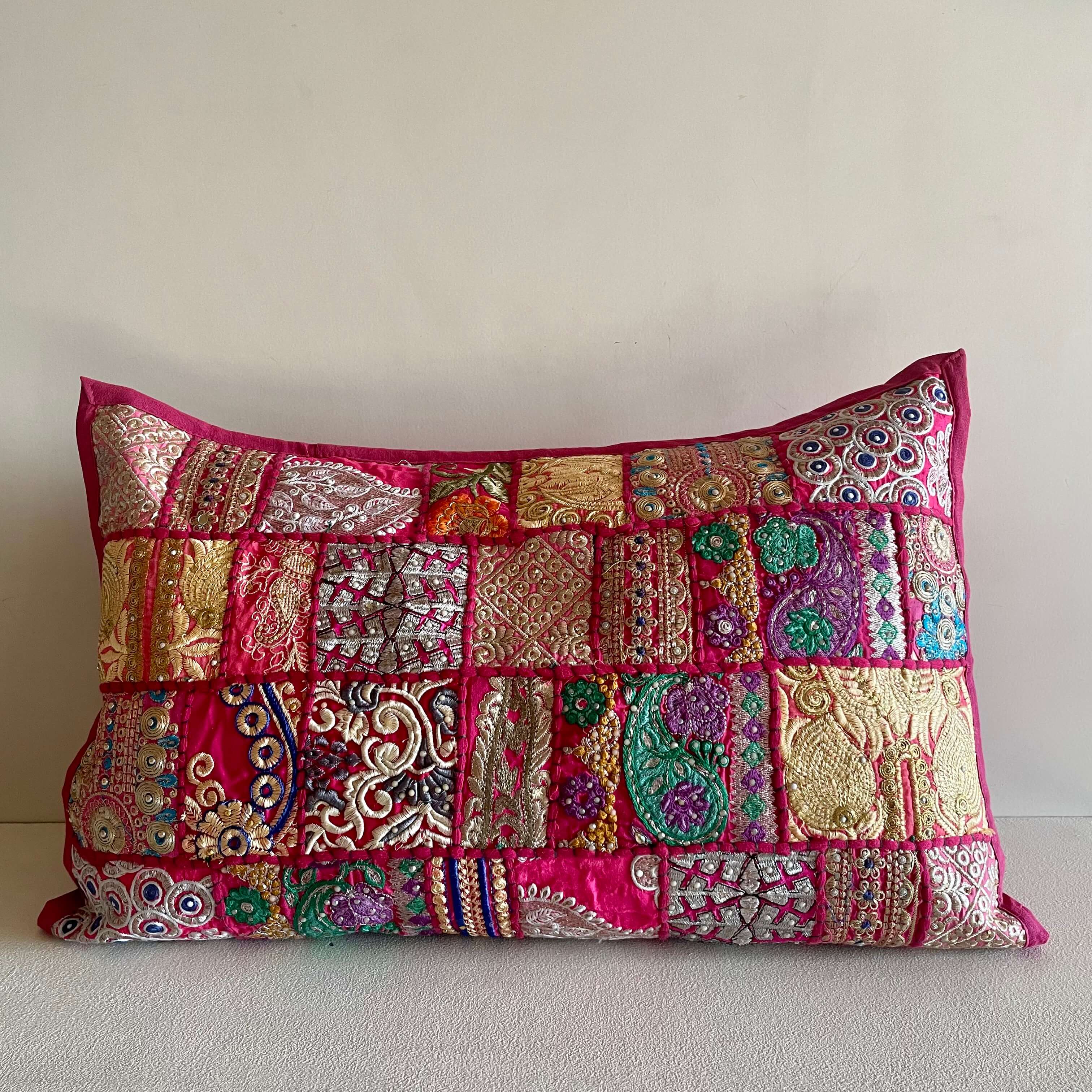 Pink Patchwork Pillow Cover (Set of 2)