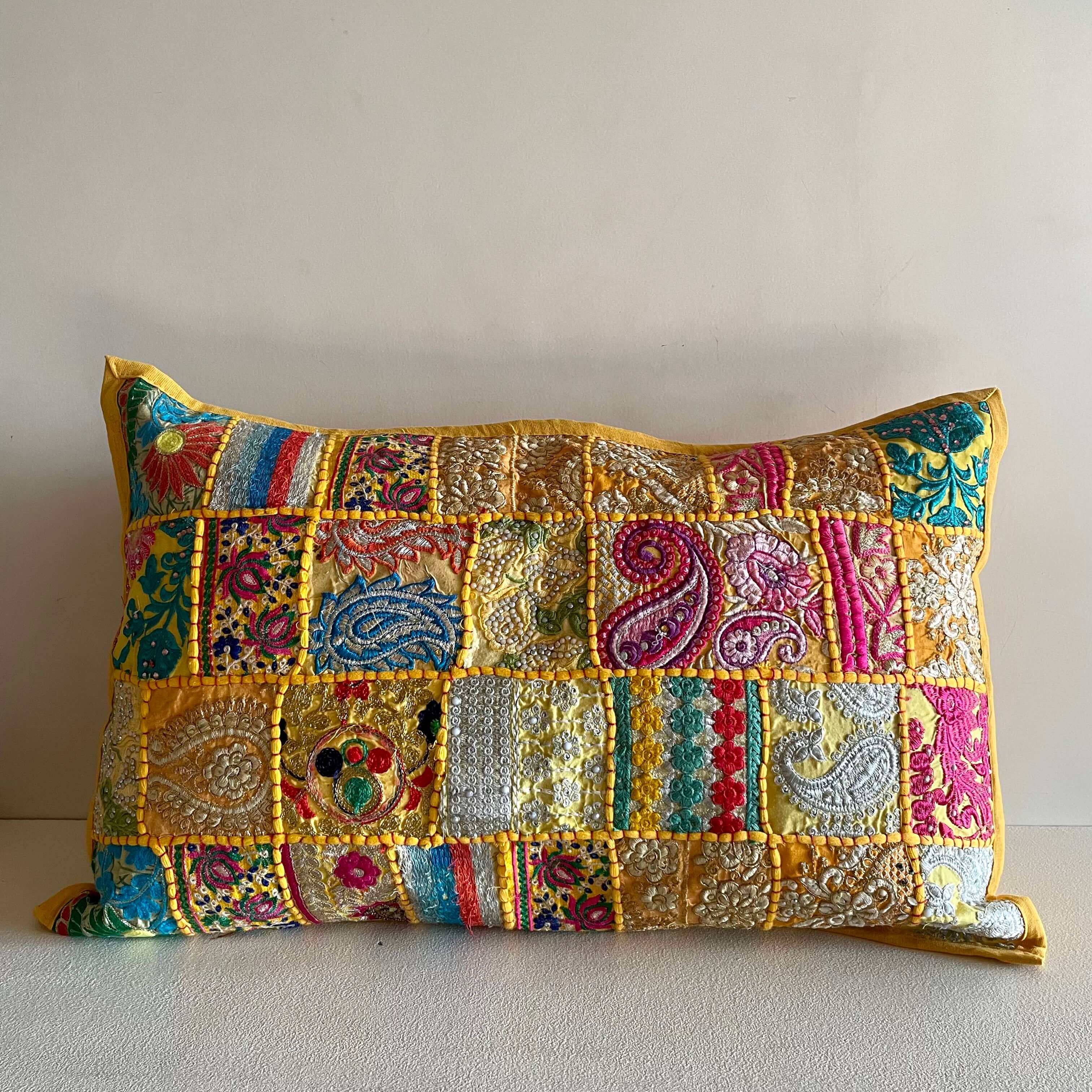 Yellow Patchwork Pillow Cover (Set of 2)