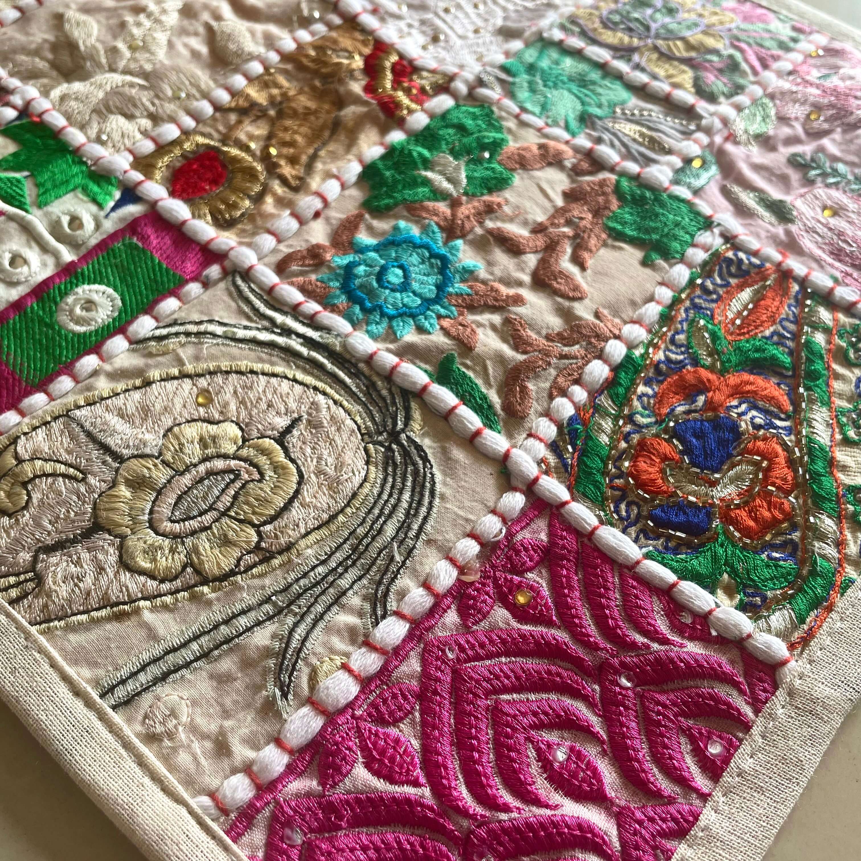 White Patchwork Table Mats (Set of 2)