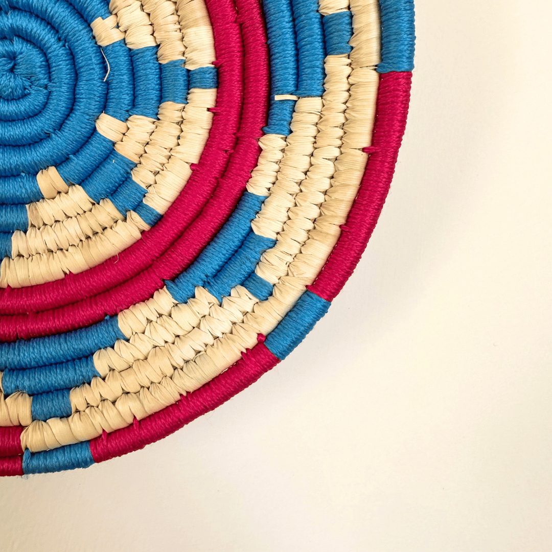 Atrangi Studio Turquoise Bloom Sabai Wall Basket