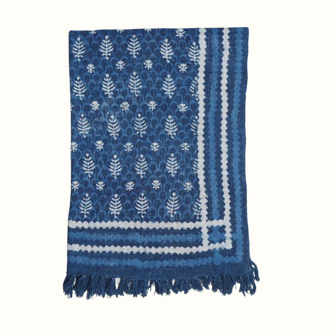 Atrangi Studio Indigo Block Print Sofa Throw