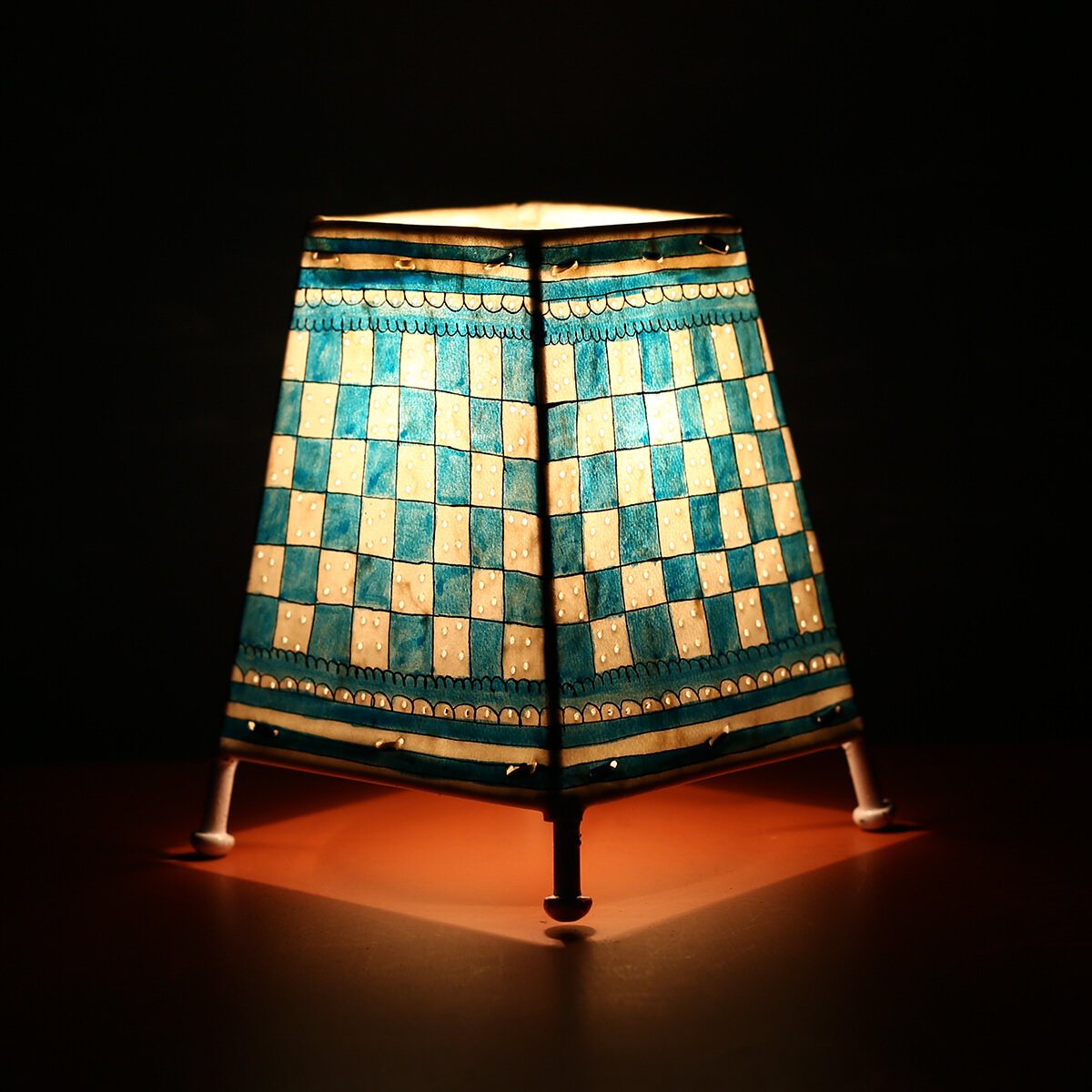 Checkers Leather Lamp