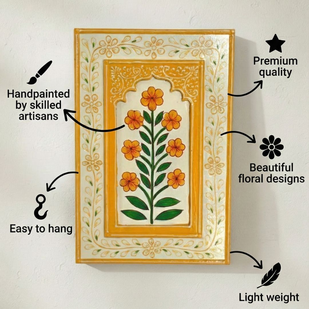 Marigold Yellow Wooden Wall Frame (12x8 inch)