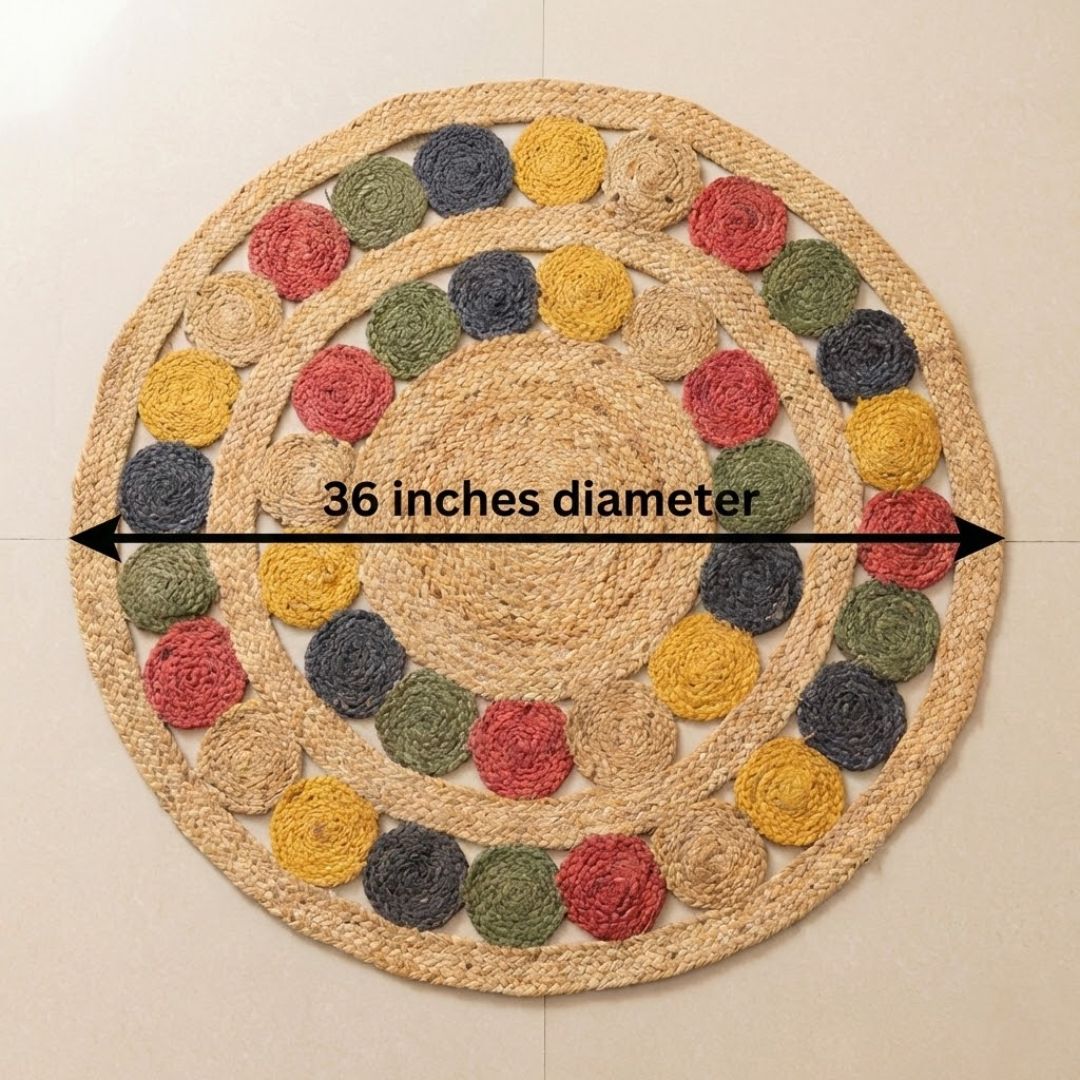 Colourful Circles Jute Rug