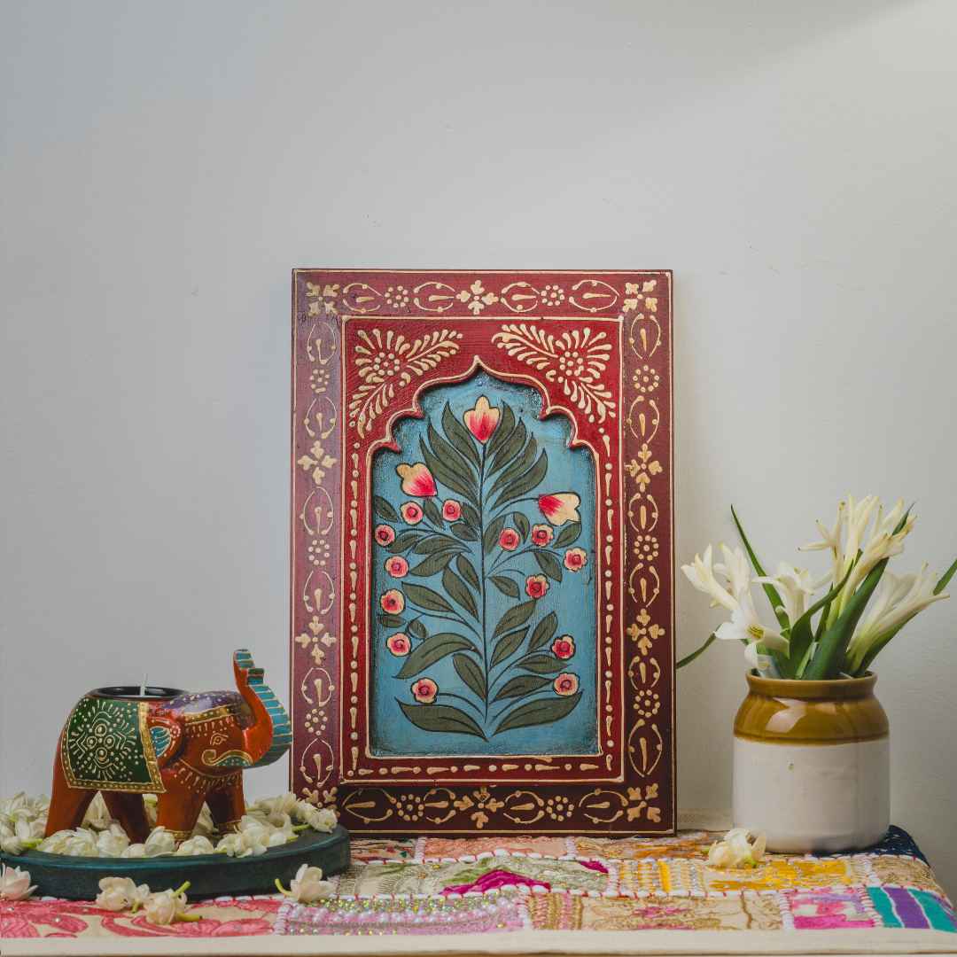 Red Handpainted Wooden Wall Frame