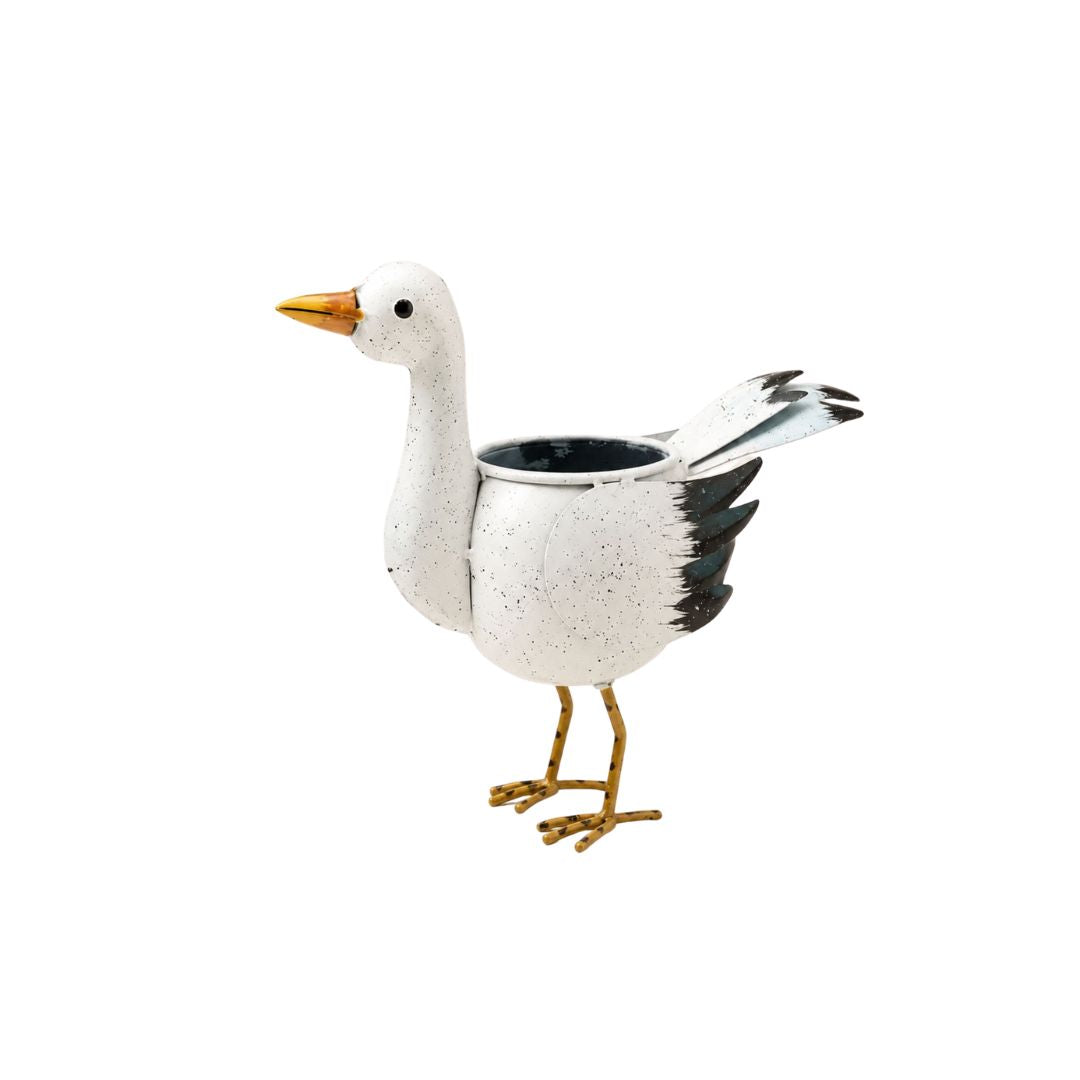 Seagull Handpainted Metal Planter