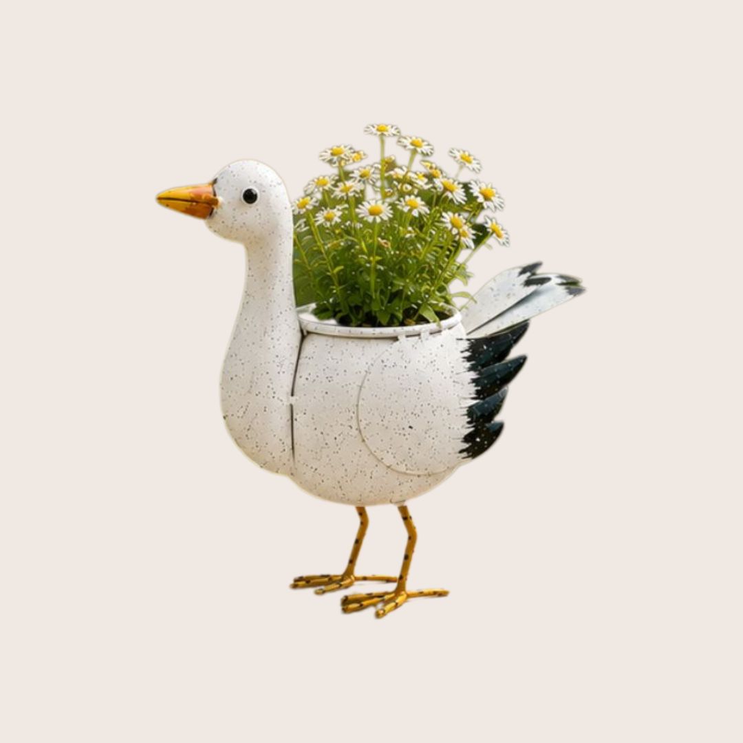 Seagull Handpainted Metal Planter