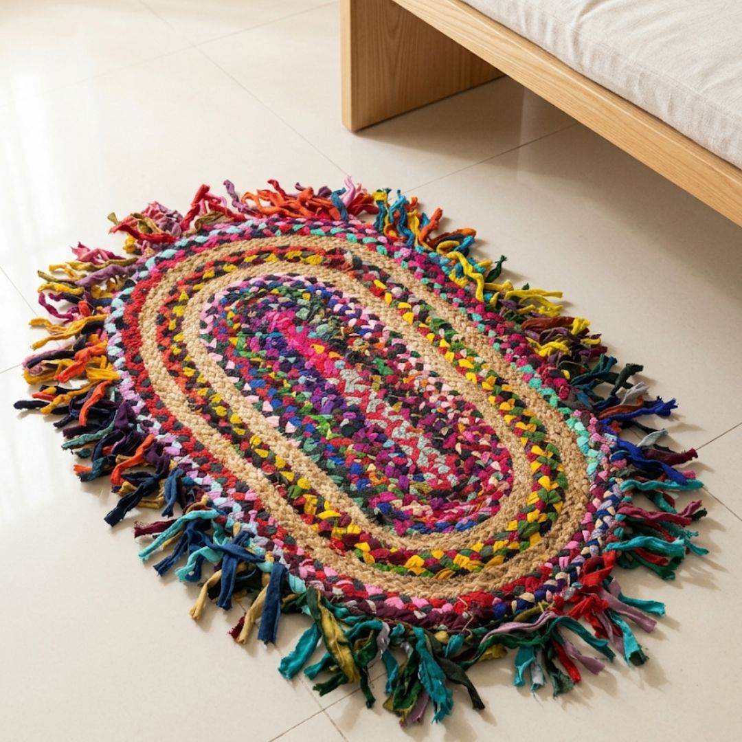 Fringe Multicolour Jute Mat
