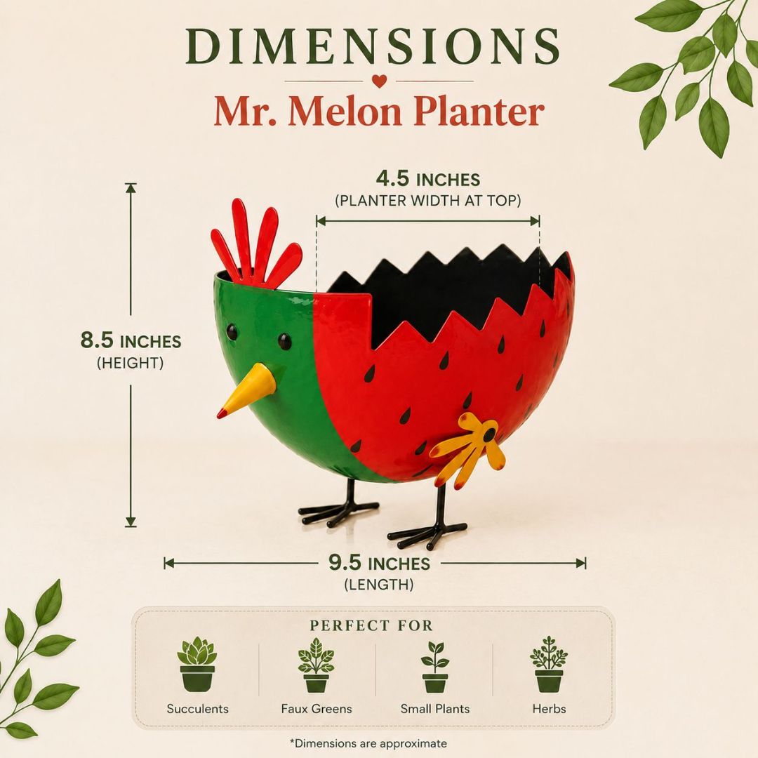 Mr. Melon Handpainted Metal Planter