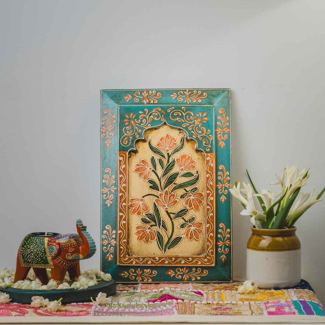 Turquoise Handpainted Wooden Wall Frame