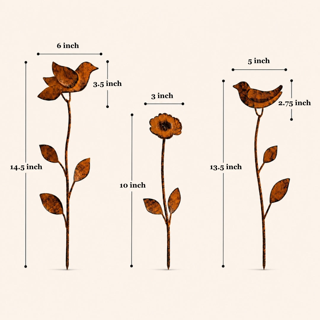 Birdie Bloom Garden Stake (Set Of 3)