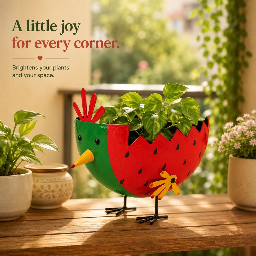 Mr. Melon Handpainted Metal Planter