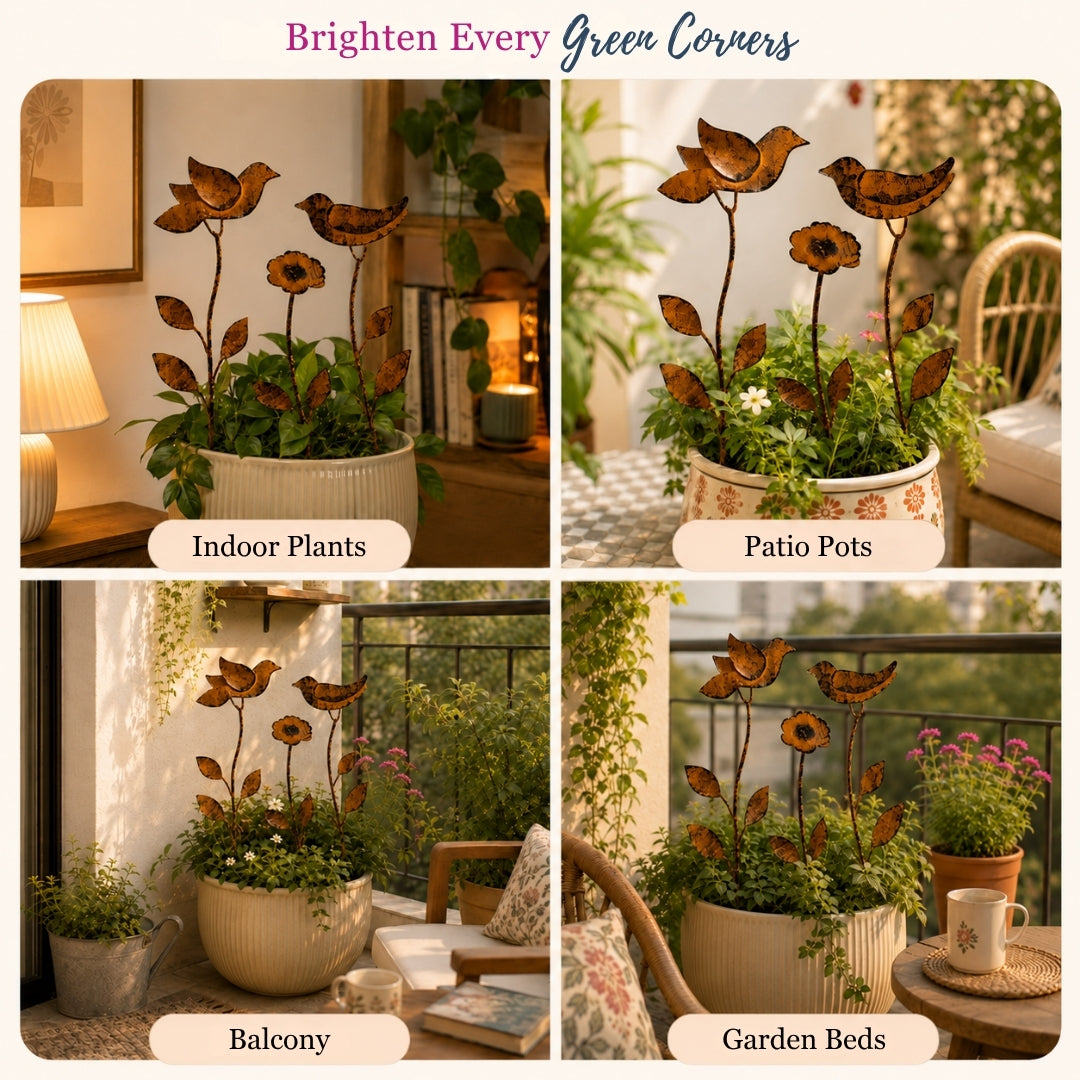 Birdie Bloom Garden Stake (Set Of 3)