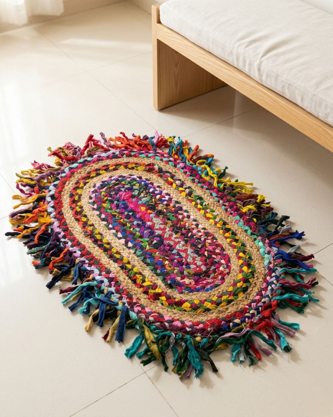 Fringe Multicolour Jute Mat