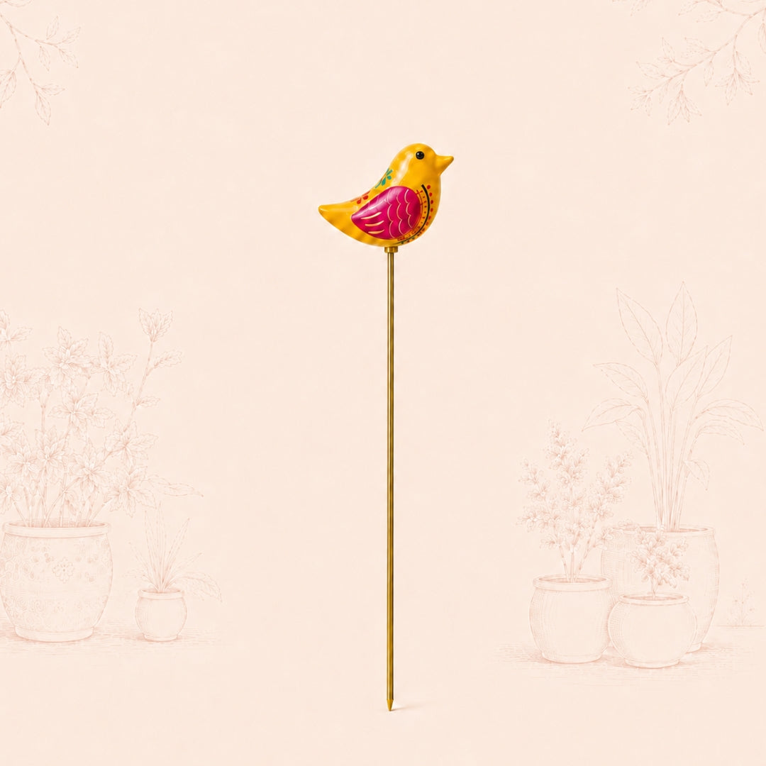 Chirpy Bird Wooden Garden Stake (Set Of 3)