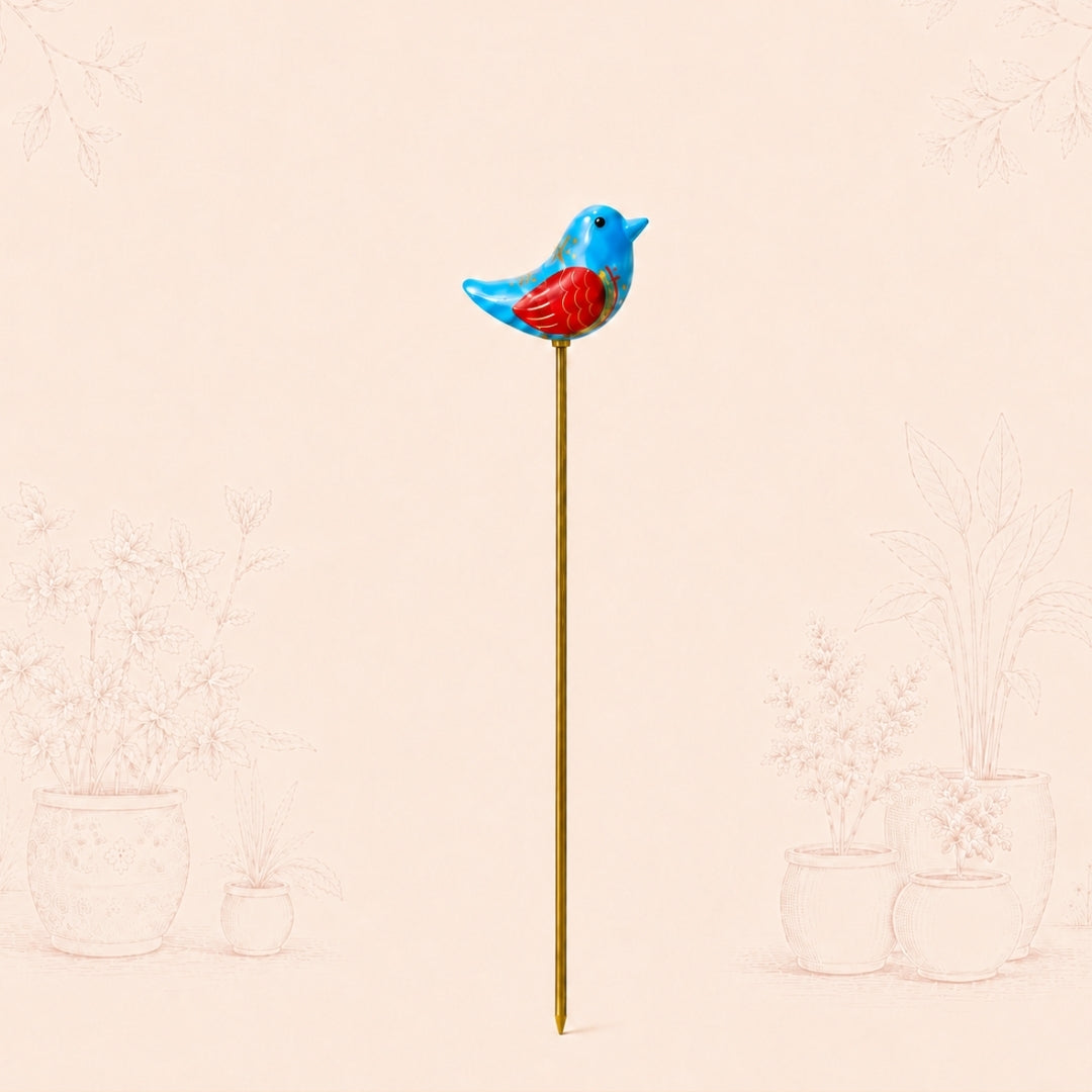 Chirpy Bird Wooden Garden Stake (Set Of 3)