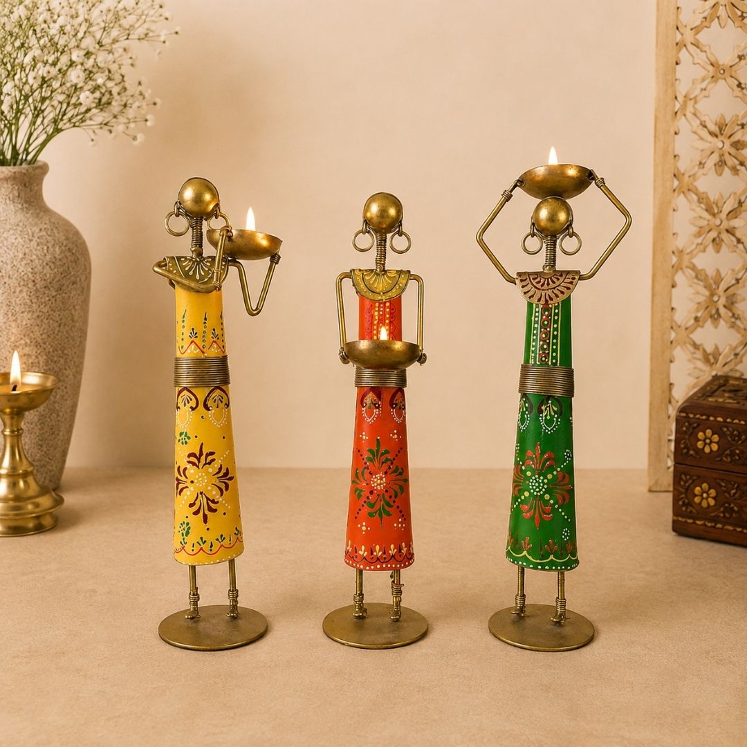 Tribal Lady Tealight Holders (Set Of 3)