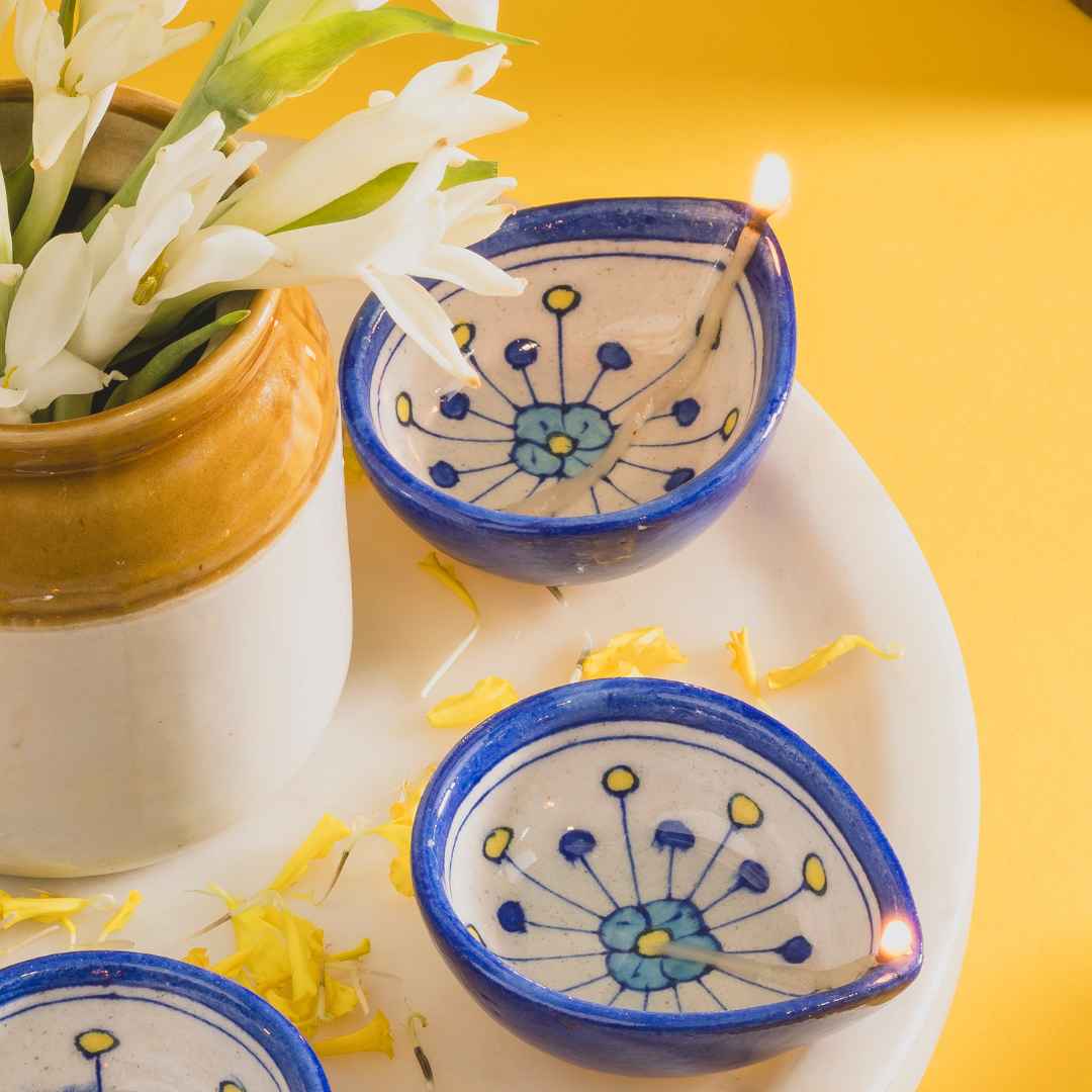 Atrangi Studio Lily Blue Pottery Diya