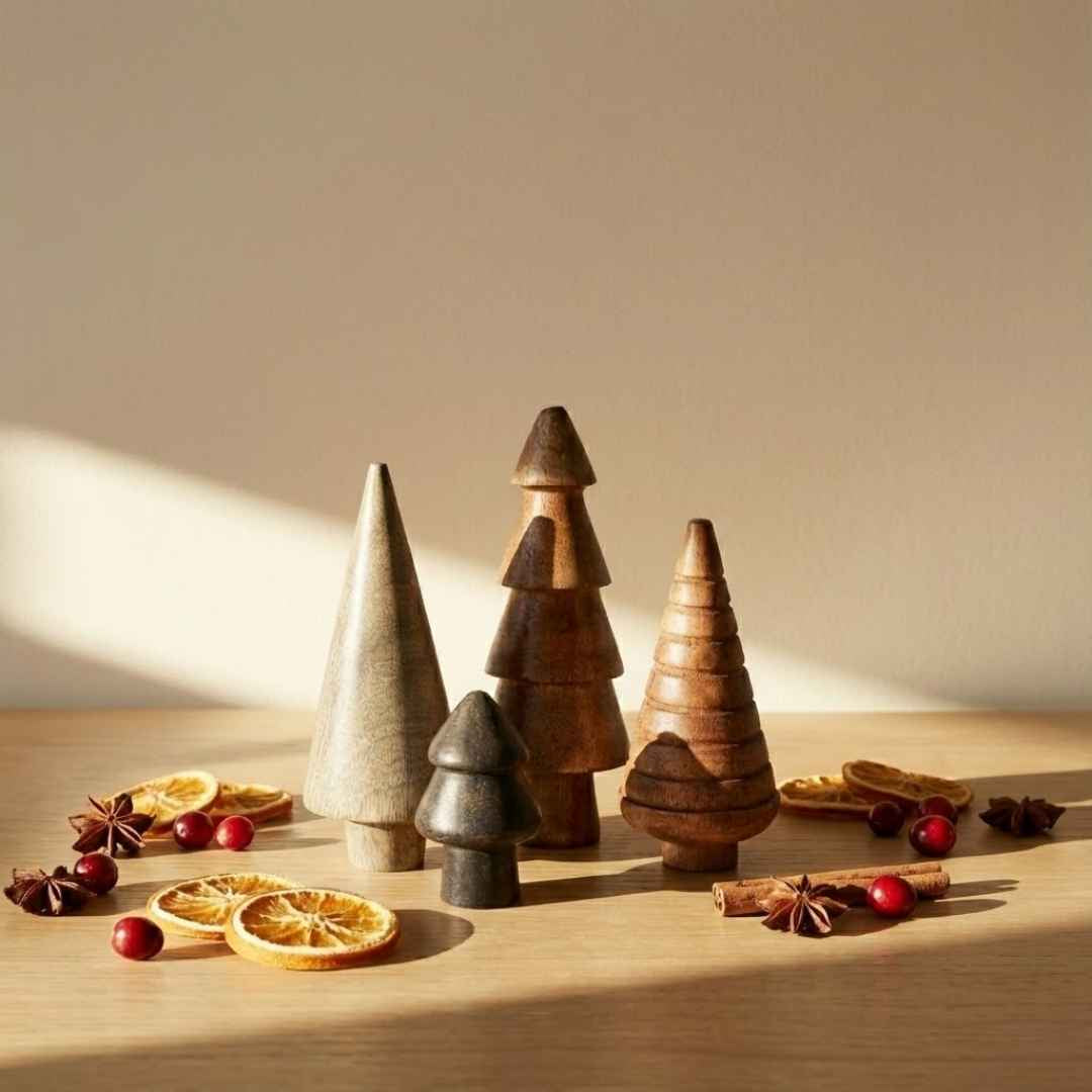 Scandinavian Wooden Tree Decor (Set Of 4)