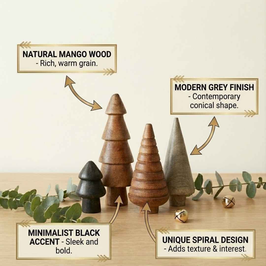 Scandinavian Wooden Tree Decor (Set Of 4)