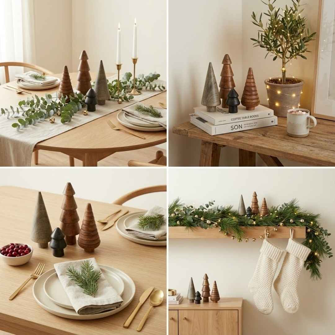 Scandinavian Wooden Tree Decor (Set Of 4)