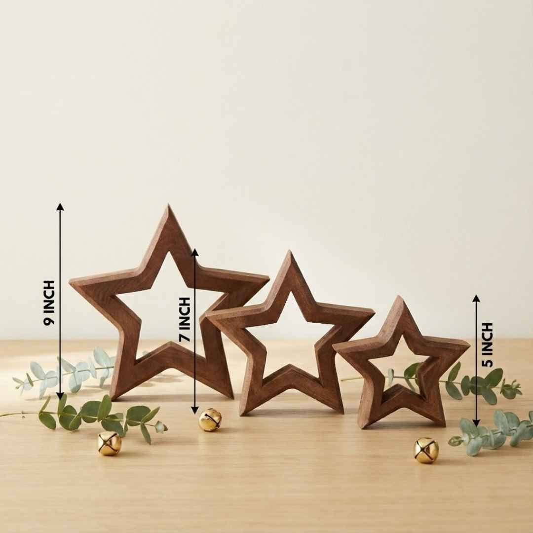 Wooden Star Table Decor (Set of 3)