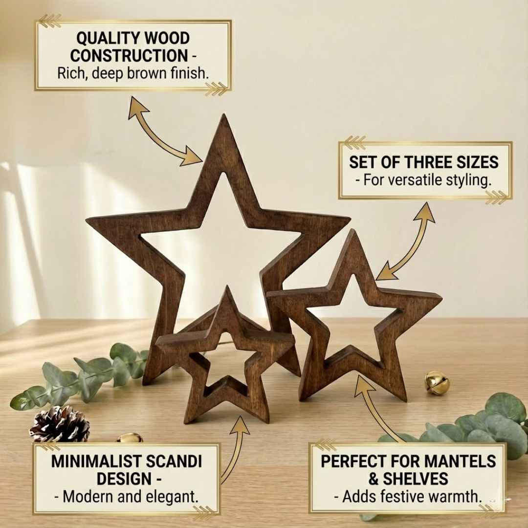 Wooden Star Table Decor (Set of 3)