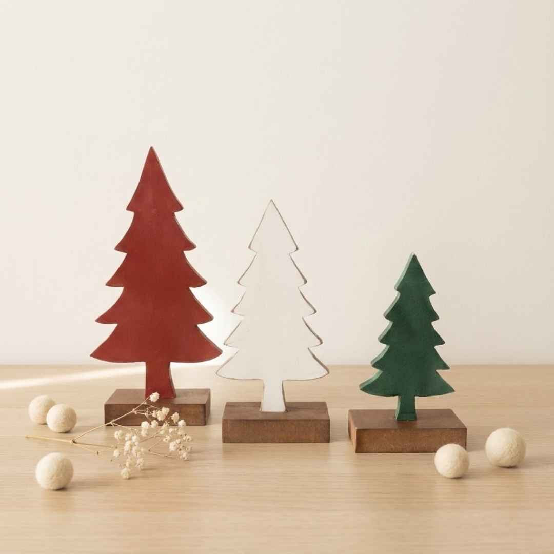 Holiday Wooden Tree Decor (Set Of 3)
