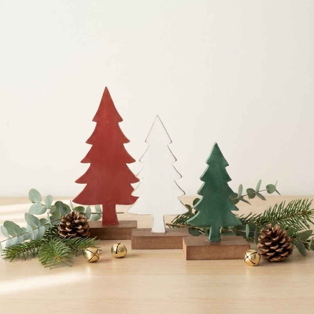 Holiday Wooden Tree Decor (Set Of 3)