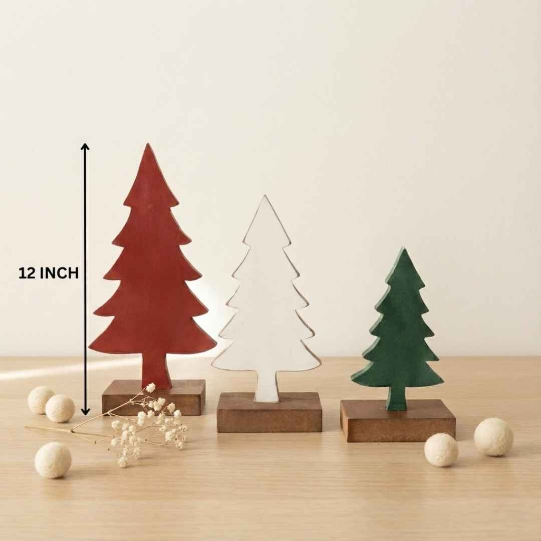 Holiday Wooden Tree Decor (Set Of 3)