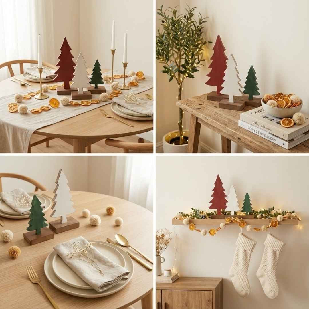 Holiday Wooden Tree Decor (Set Of 3)