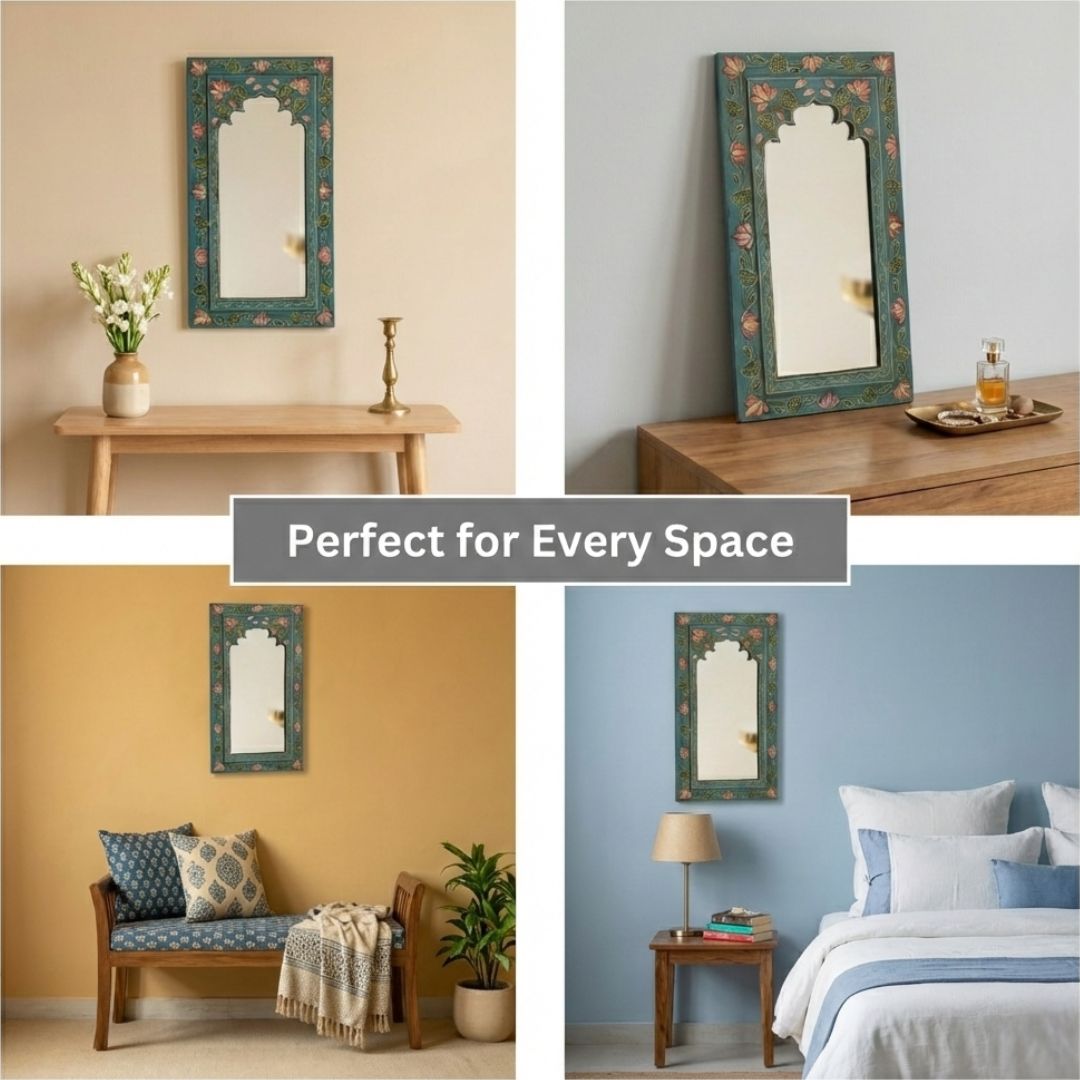 Midnight Blue Handpainted Wooden Mirror