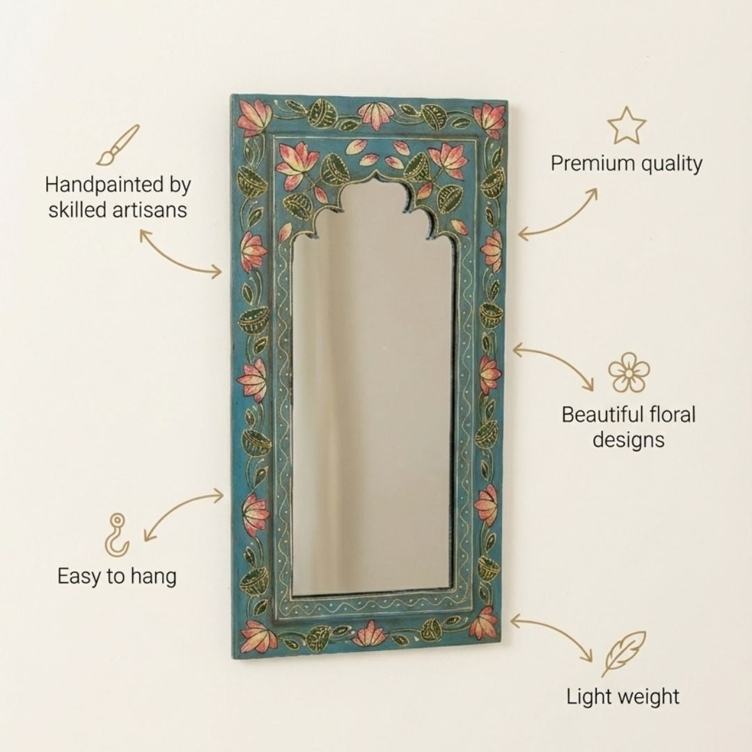 Midnight Blue Handpainted Wooden Mirror