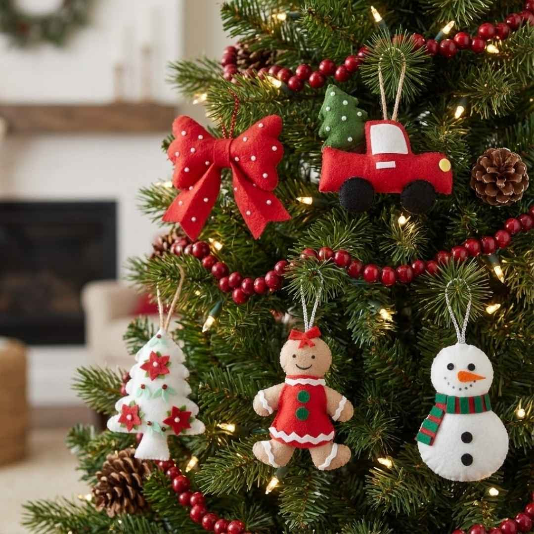 Felt Tree Ornaments (Set Of 5)